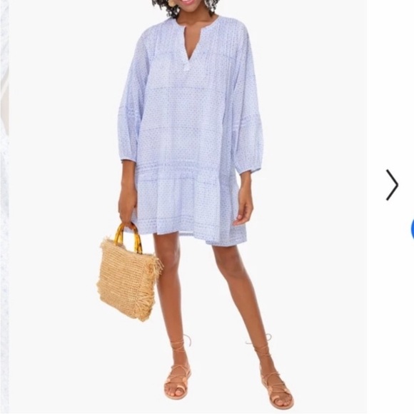 Tuckernuck Roller Rabbit Blue Surry Nydia Belted Block Print Dress Size Small - Picture 3 of 15